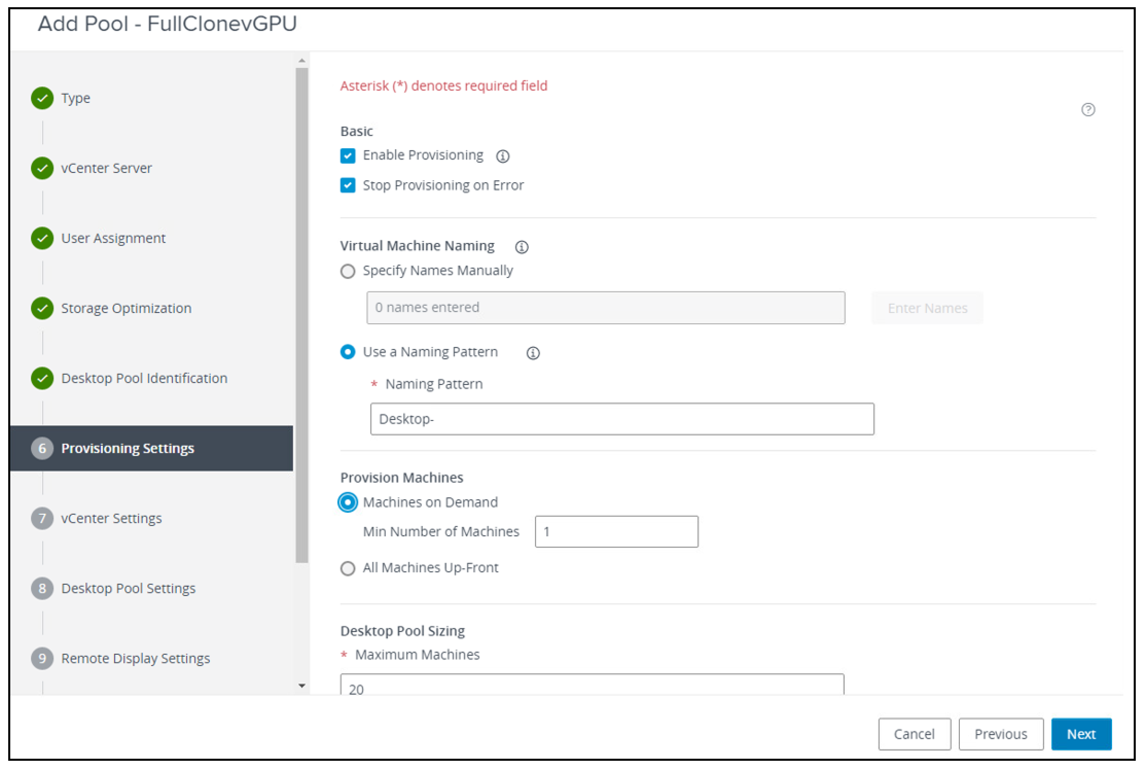 Creating a Horizon vGPU Pool - NVIDIA Docs