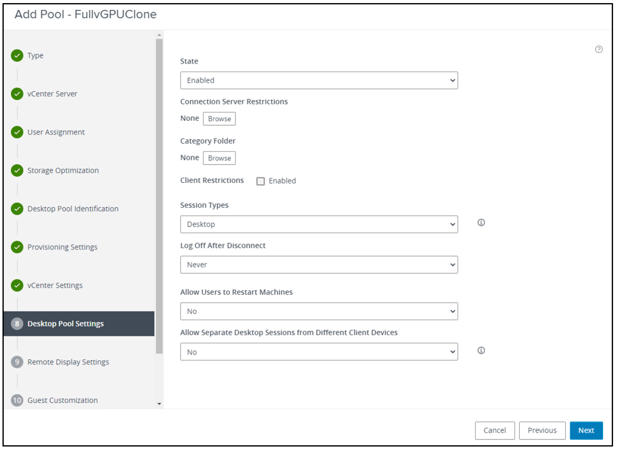 Creating a Horizon vGPU Pool - NVIDIA Docs